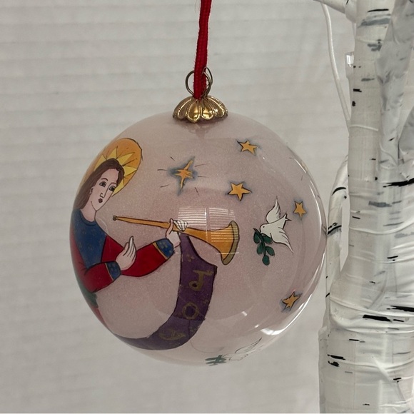 Angel Glass Ornament Reverse Painted 3" Holiday Tree Christmas - Picture 4 of 8